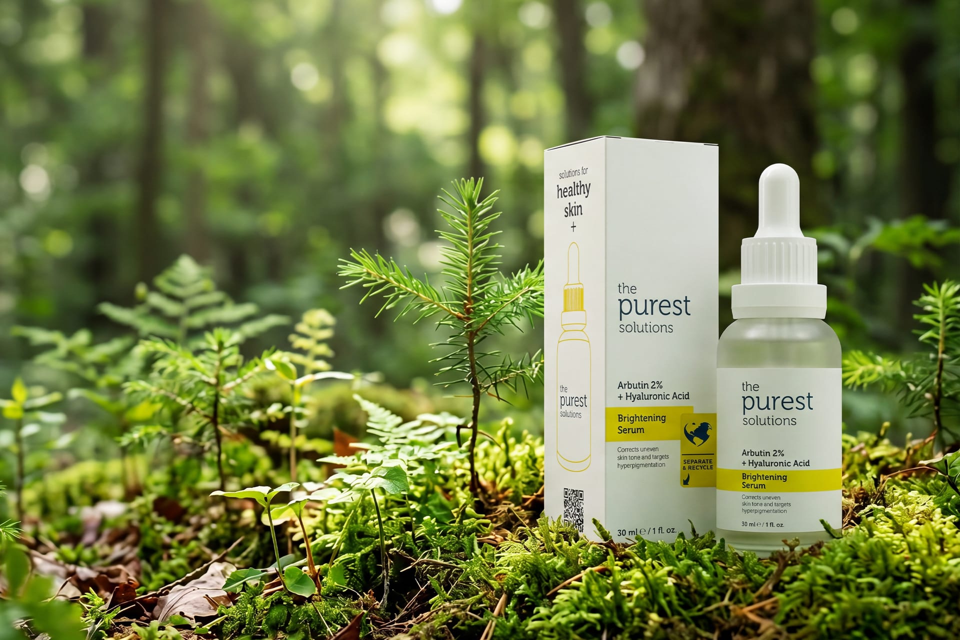 The Purest Solutions serum and campaign packaging