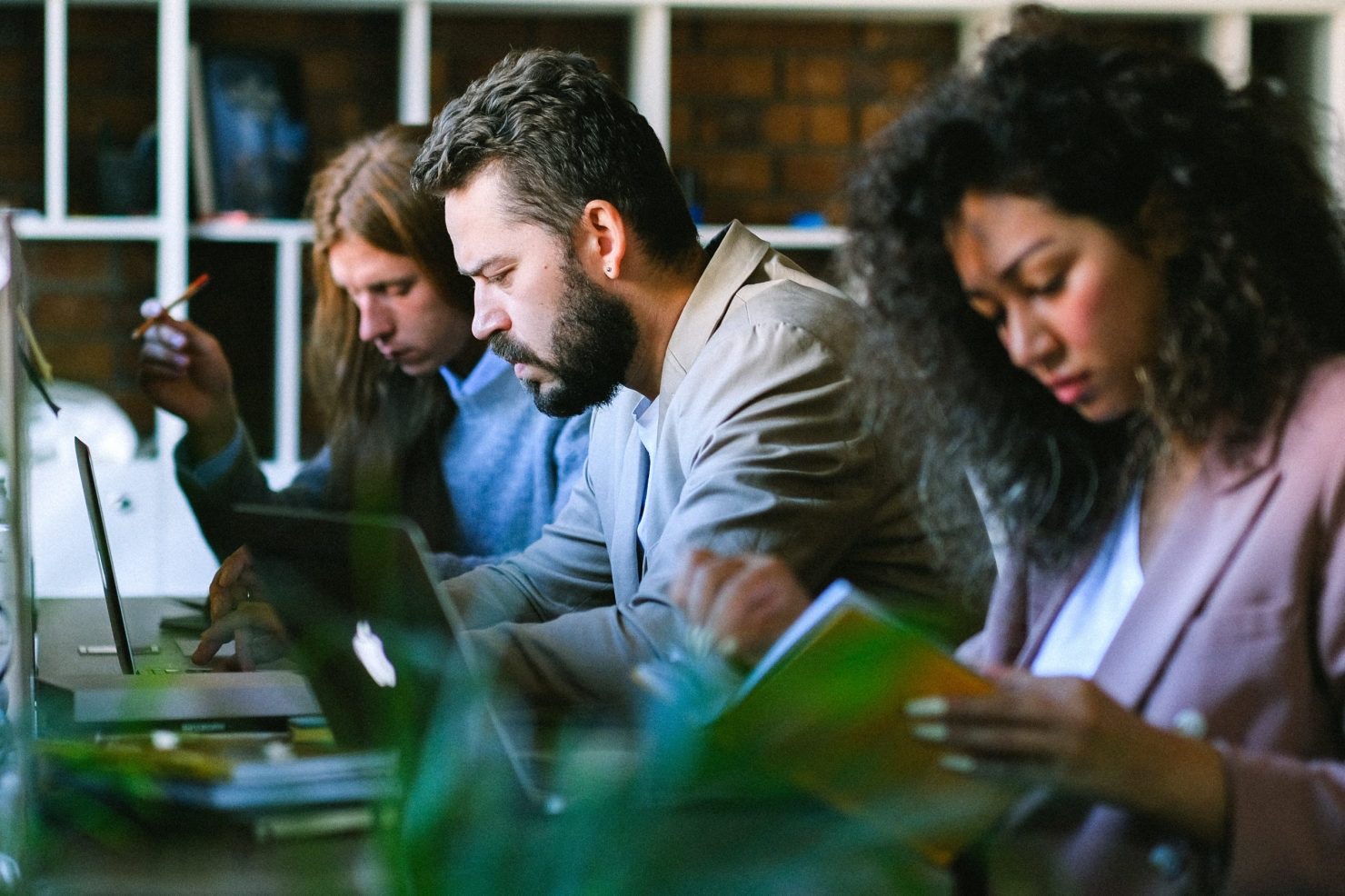 Employees collaborating in the workplace