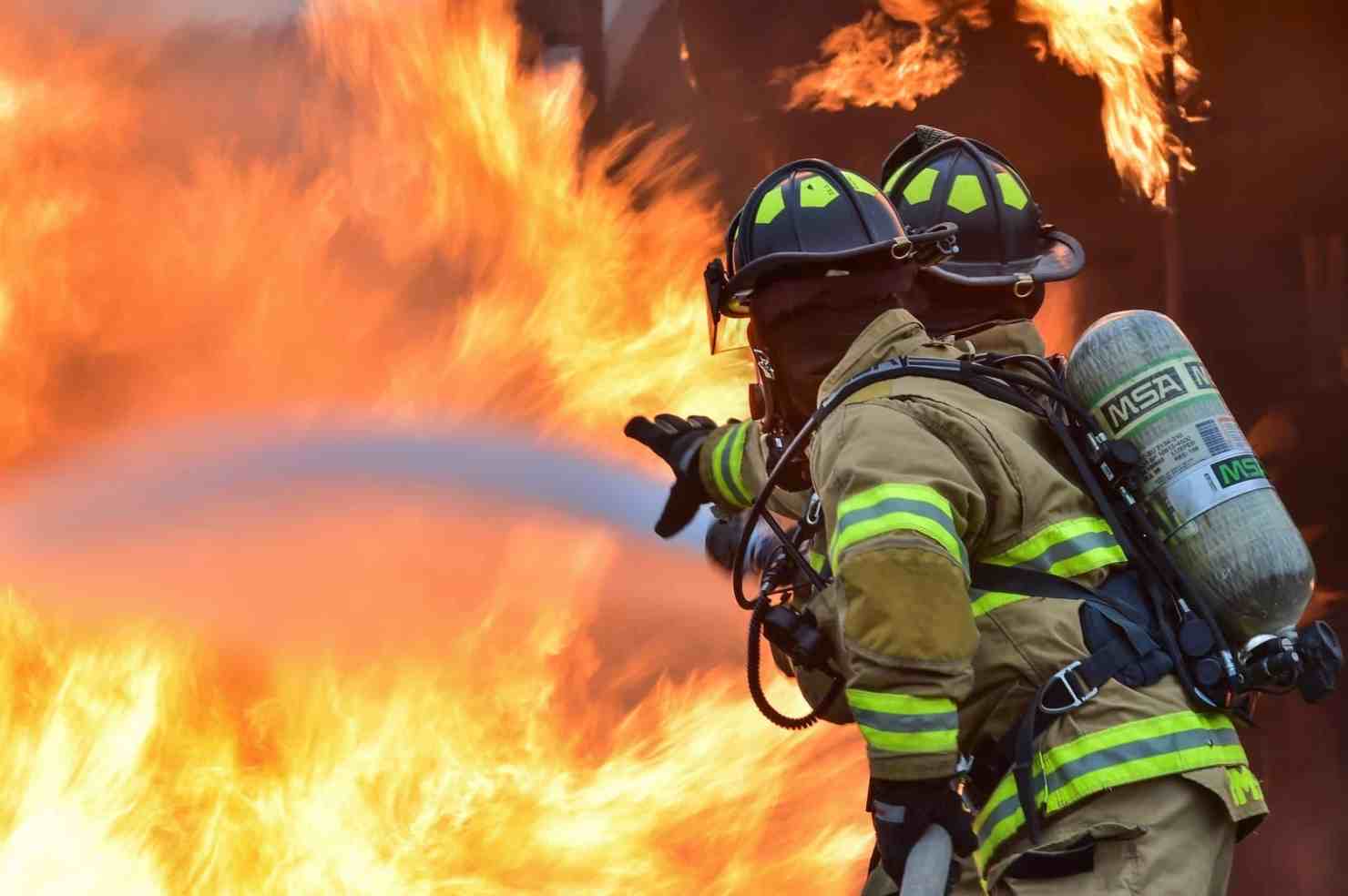 Firefighters battling a wildfire